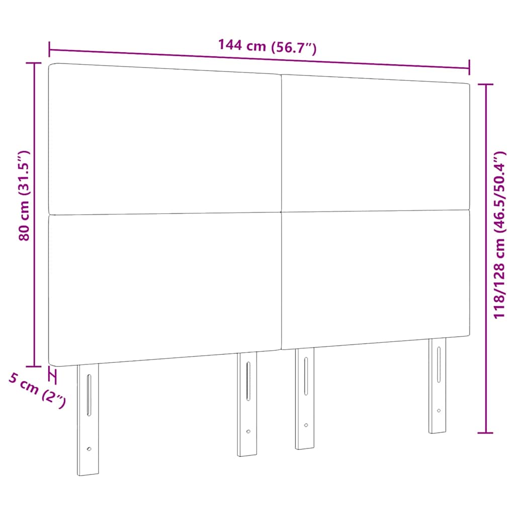 LED Kopfteil mit LED-Lichtleisten Dunkelgrau 144 cm Cordstoff