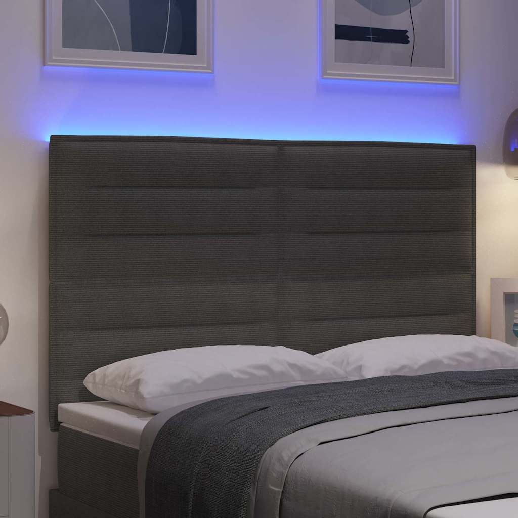 LED Kopfteil mit LED-Lichtleisten Hellgrau 160 cm Cordstoff