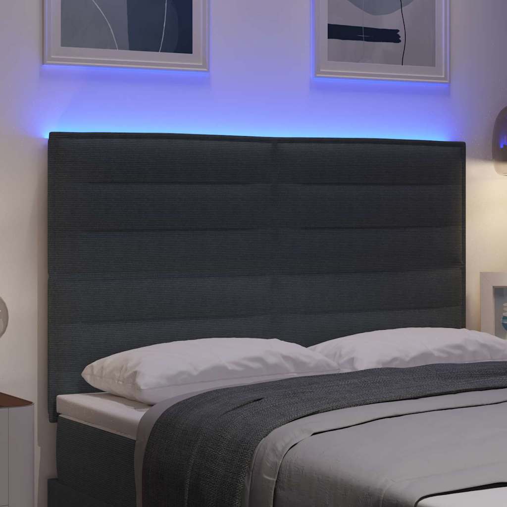 LED Kopfteil mit LED-Lichtleisten Dunkelgrau 160 cm Cordstoff