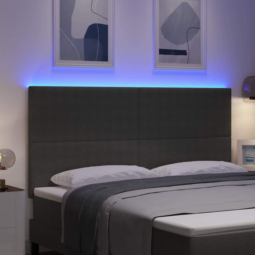 LED Kopfteil mit LED-Lichtleisten Hellgrau 180 cm Cordstoff