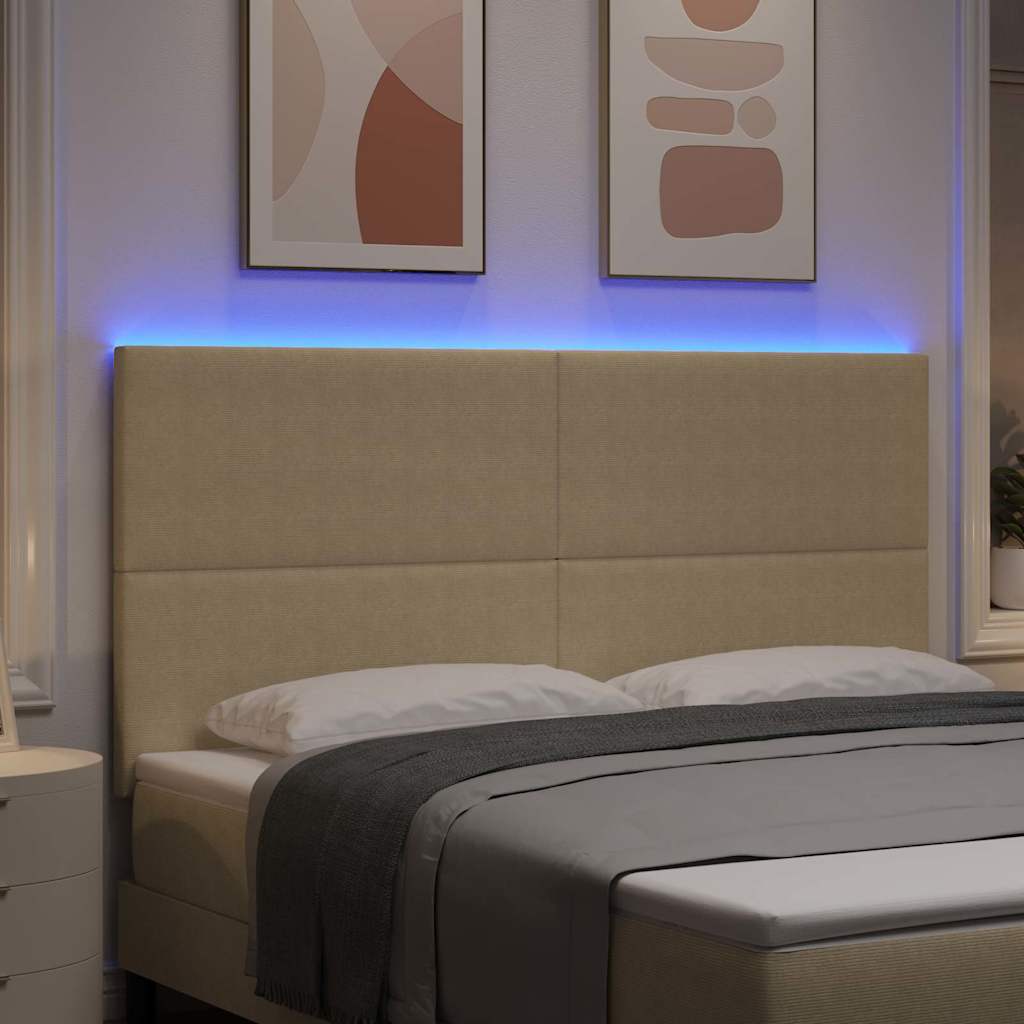 LED Kopfteil mit LED-Lichtleisten Grau-Grün 180 cm Cordstoff