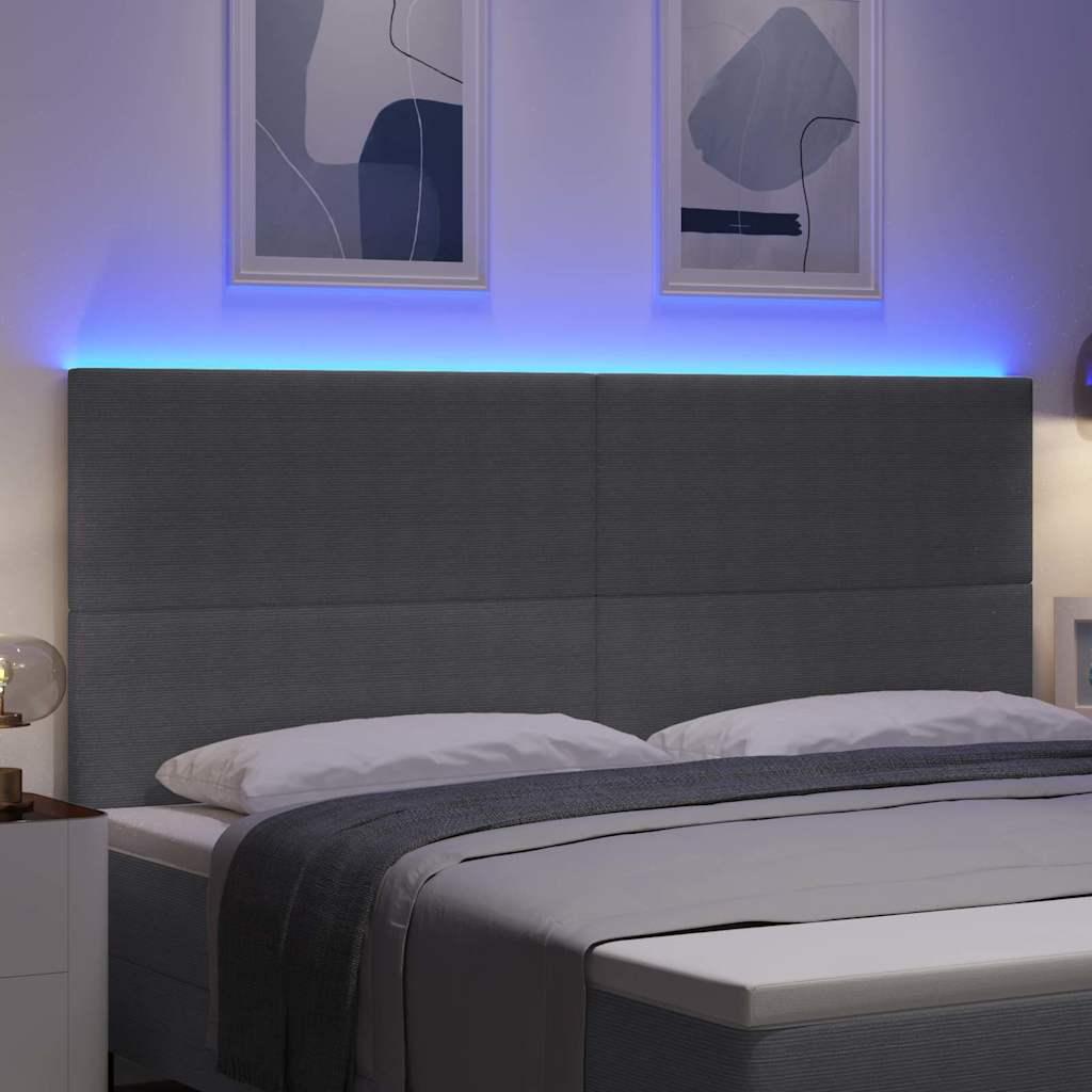 LED Kopfteil mit LED-Lichtleisten Hellgrau 200 cm Cordstoff