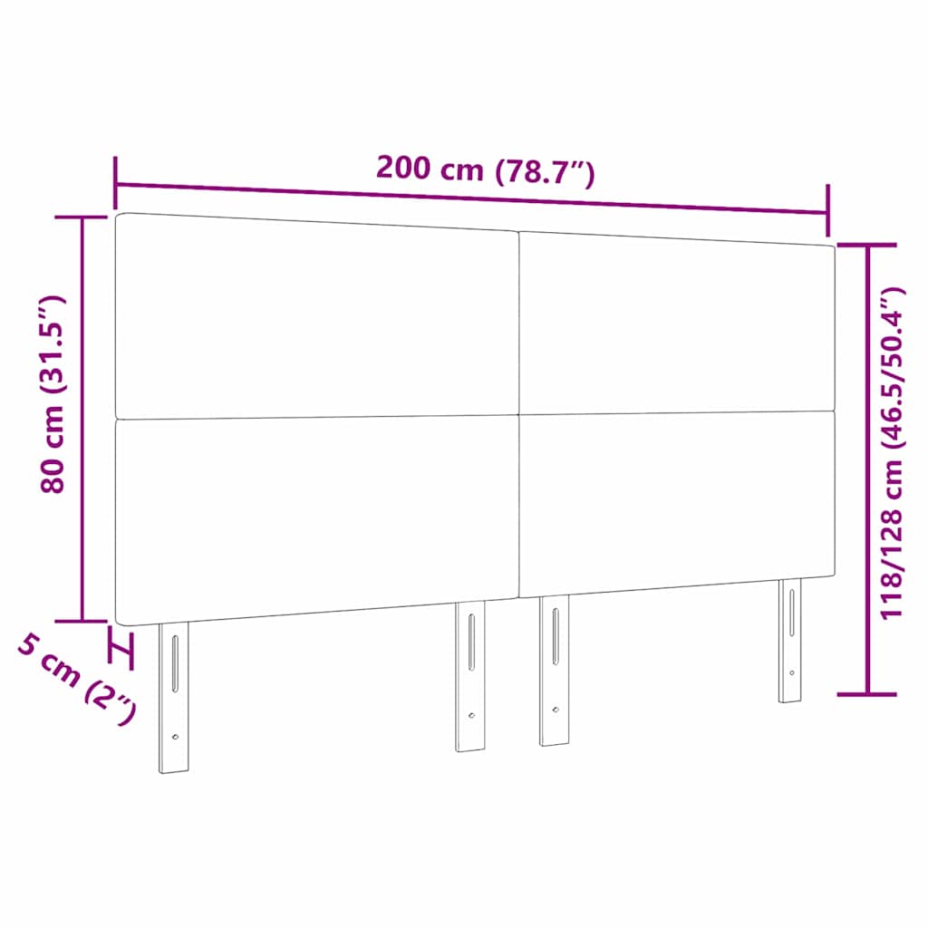 LED Kopfteil mit LED-Lichtleisten Hellgrau 200 cm Cordstoff