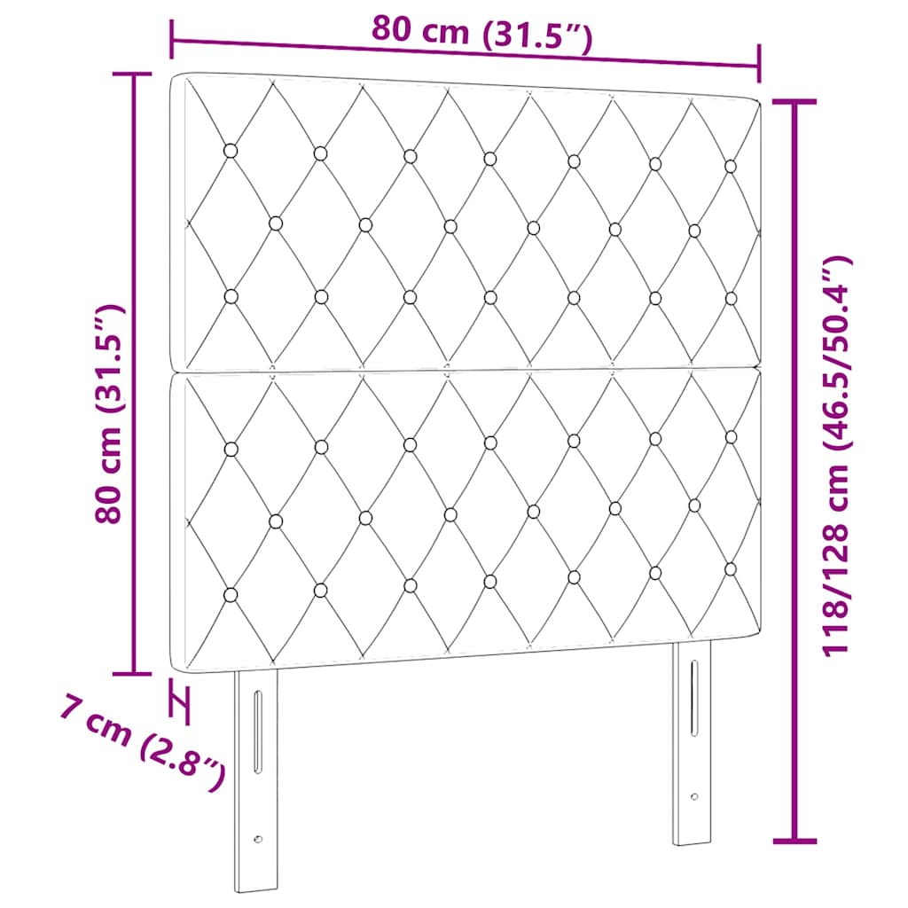 LED Kopfteil mit LED-Lichtleisten Hellgrau 80 cm Samt