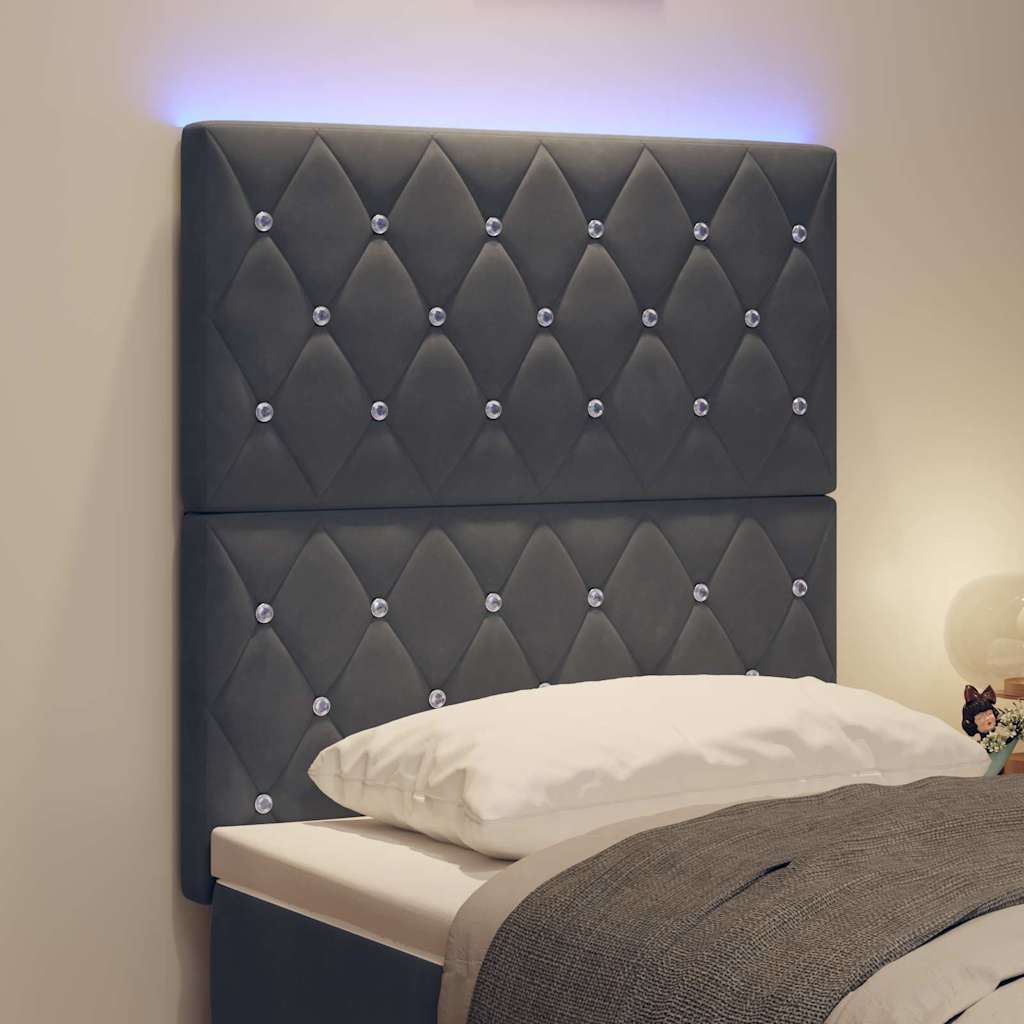 LED Kopfteil mit LED-Lichtleisten Dunkelgrau 80 cm Samt