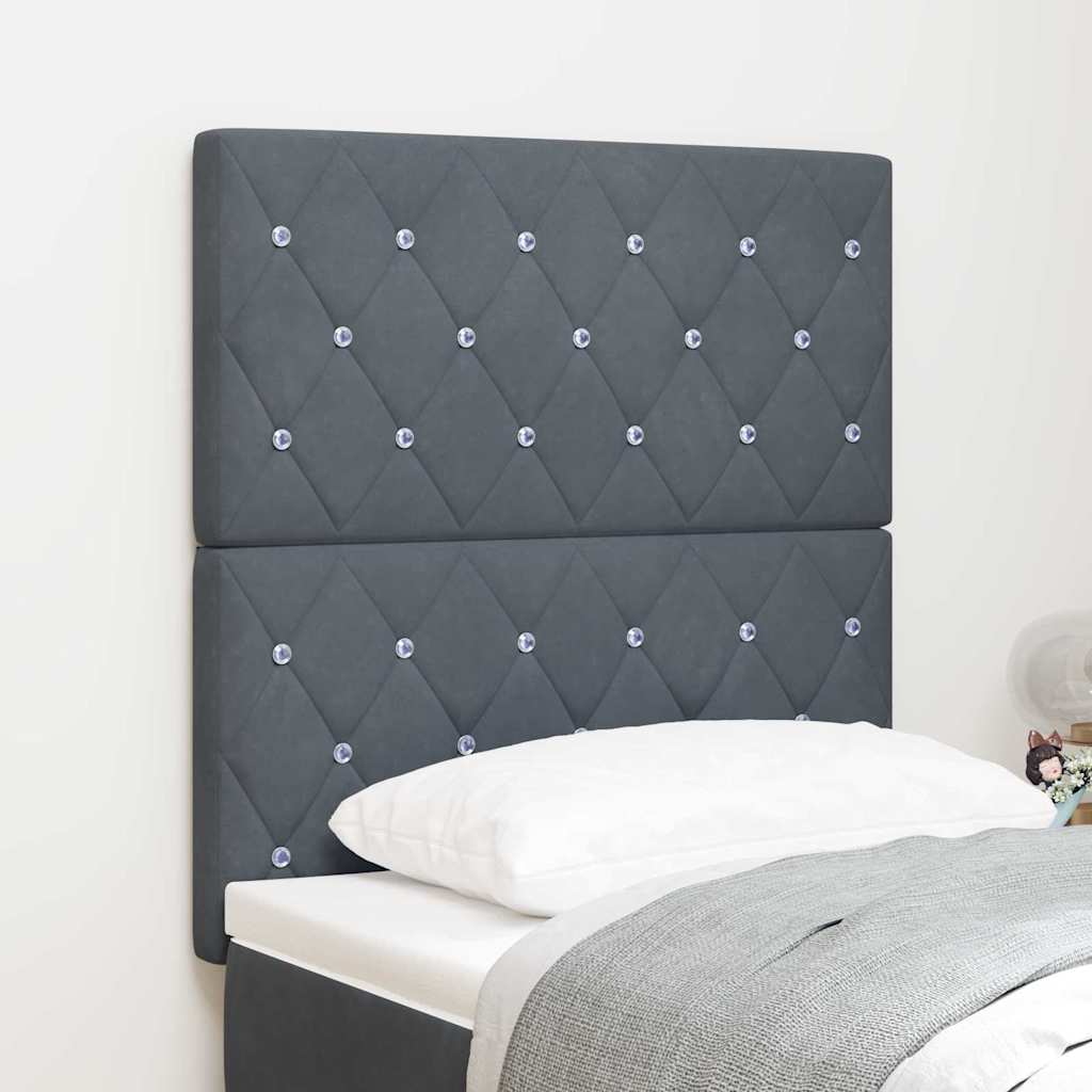 LED Kopfteil mit LED-Lichtleisten Dunkelgrau 80 cm Samt