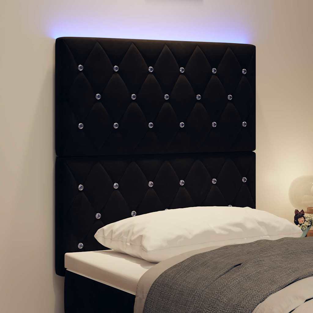 LED Kopfteil mit LED-Lichtleisten Schwarz 80 cm Samt