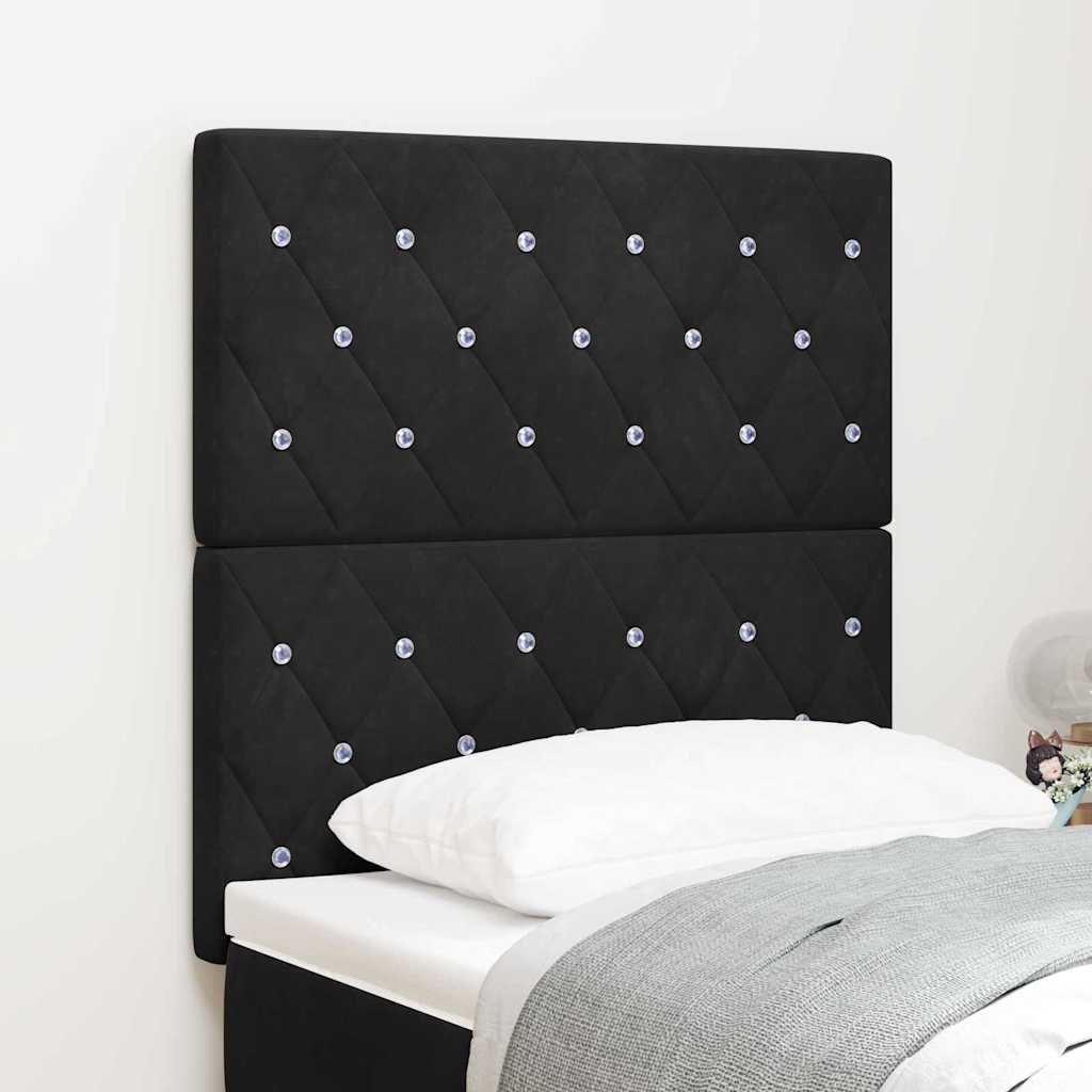 LED Kopfteil mit LED-Lichtleisten Schwarz 80 cm Samt