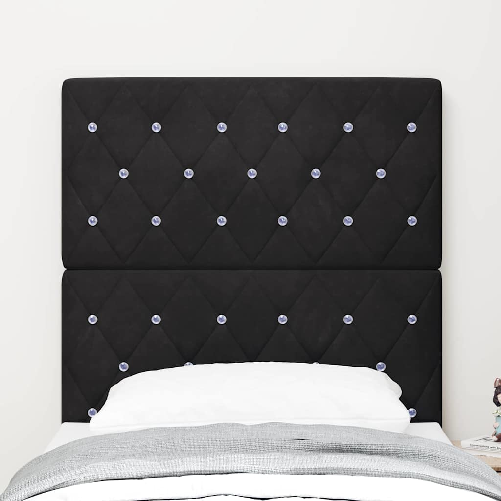 LED Kopfteil mit LED-Lichtleisten Schwarz 80 cm Samt