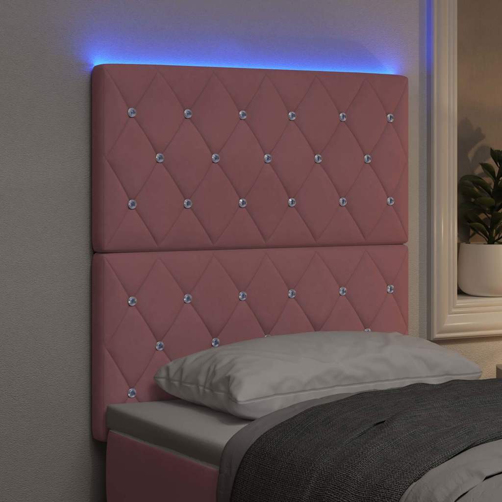 LED Kopfteil mit LED-Lichtleisten mit Kopfteil Rosa 80 cm Samt