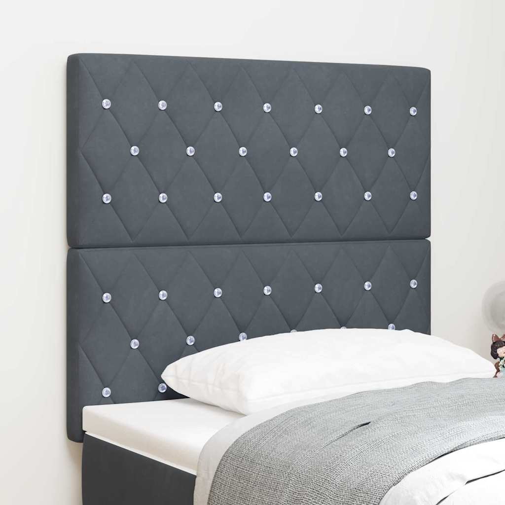 LED Kopfteil mit LED-Lichtleisten Dunkelgrau 90 cm Samt