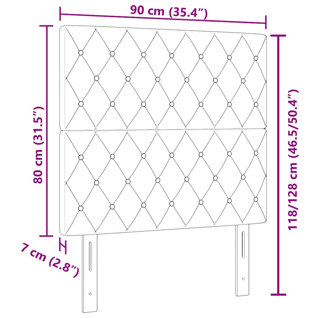 LED Kopfteil mit LED-Lichtleisten Dunkelgrau 90 cm Samt