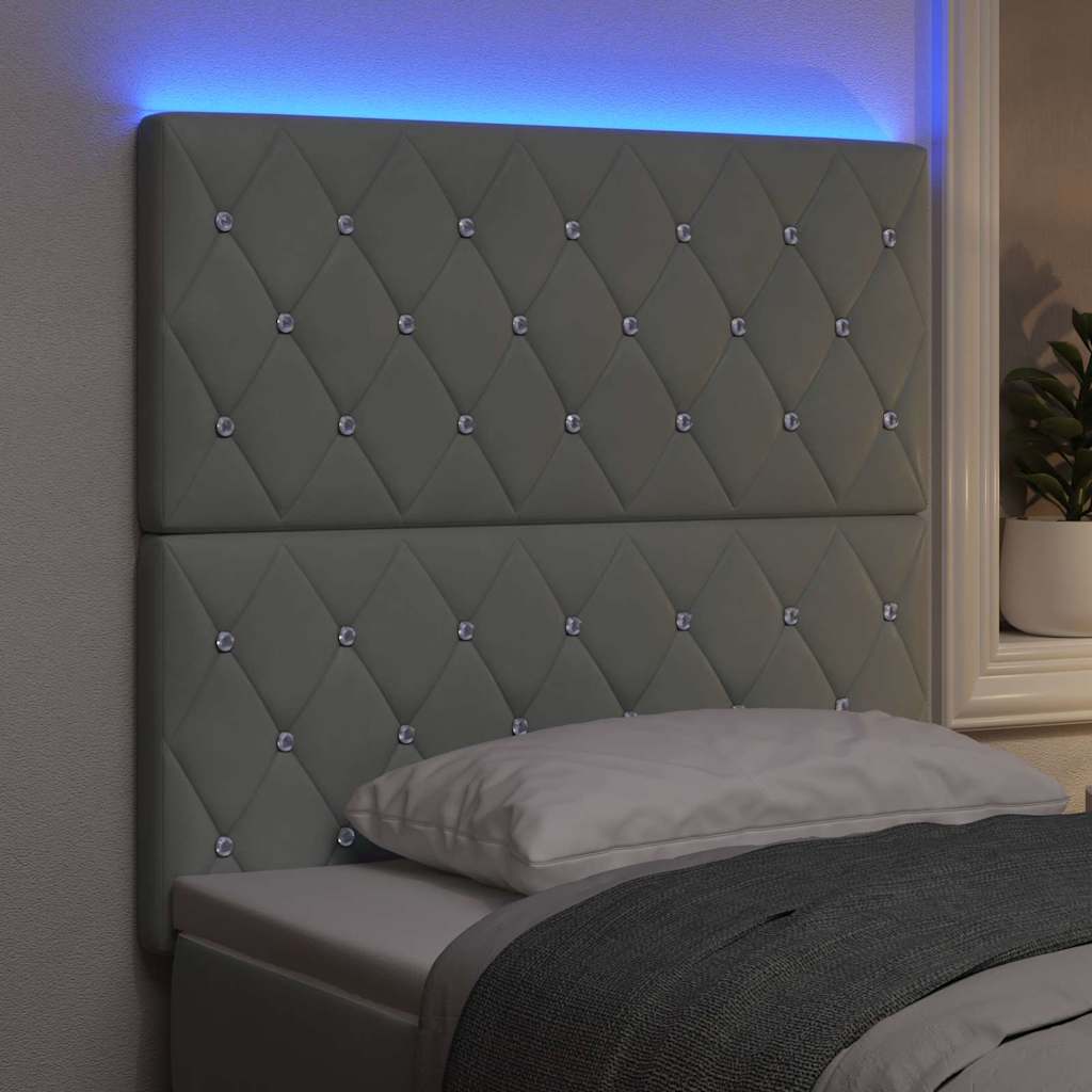 LED Kopfteil mit LED-Lichtleisten Hellgrau 100 cm Samt