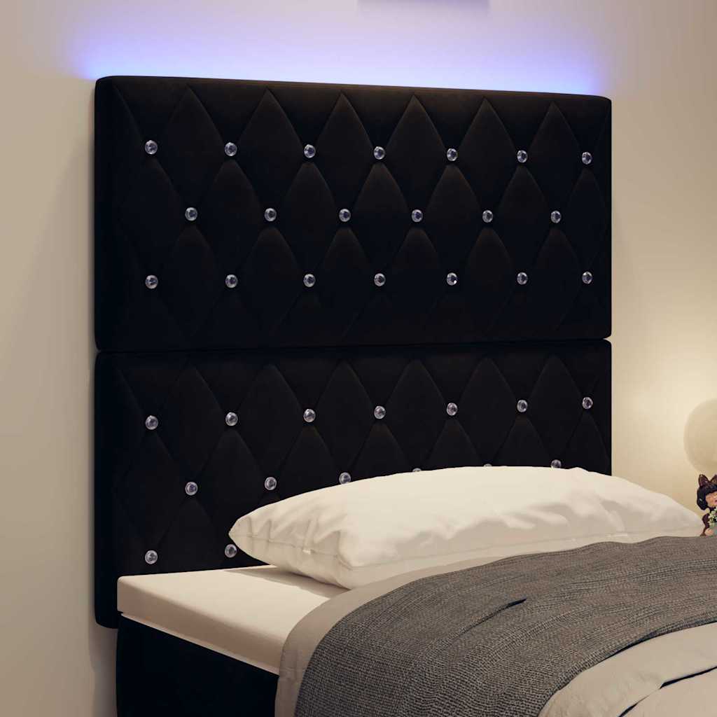 LED Kopfteil mit LED-Lichtleisten Schwarz 100 cm Samt