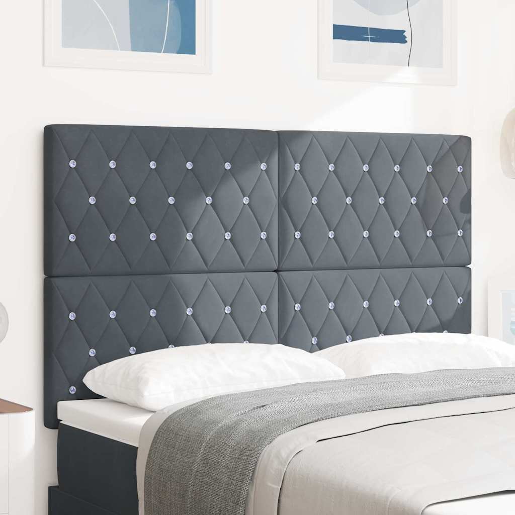 LED Kopfteil mit LED-Lichtleisten Dunkelgrau 144 cm Samt