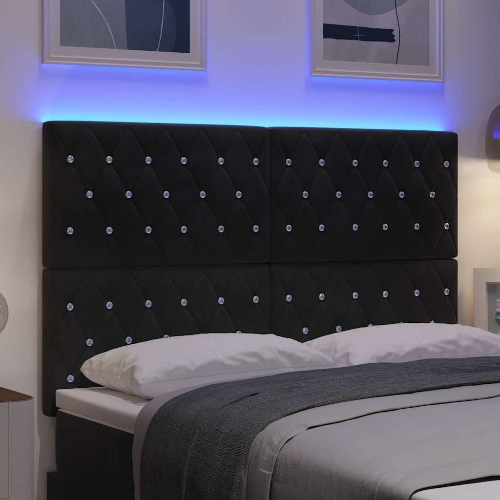 LED Kopfteil mit LED-Lichtleisten Schwarz 144 cm Samt