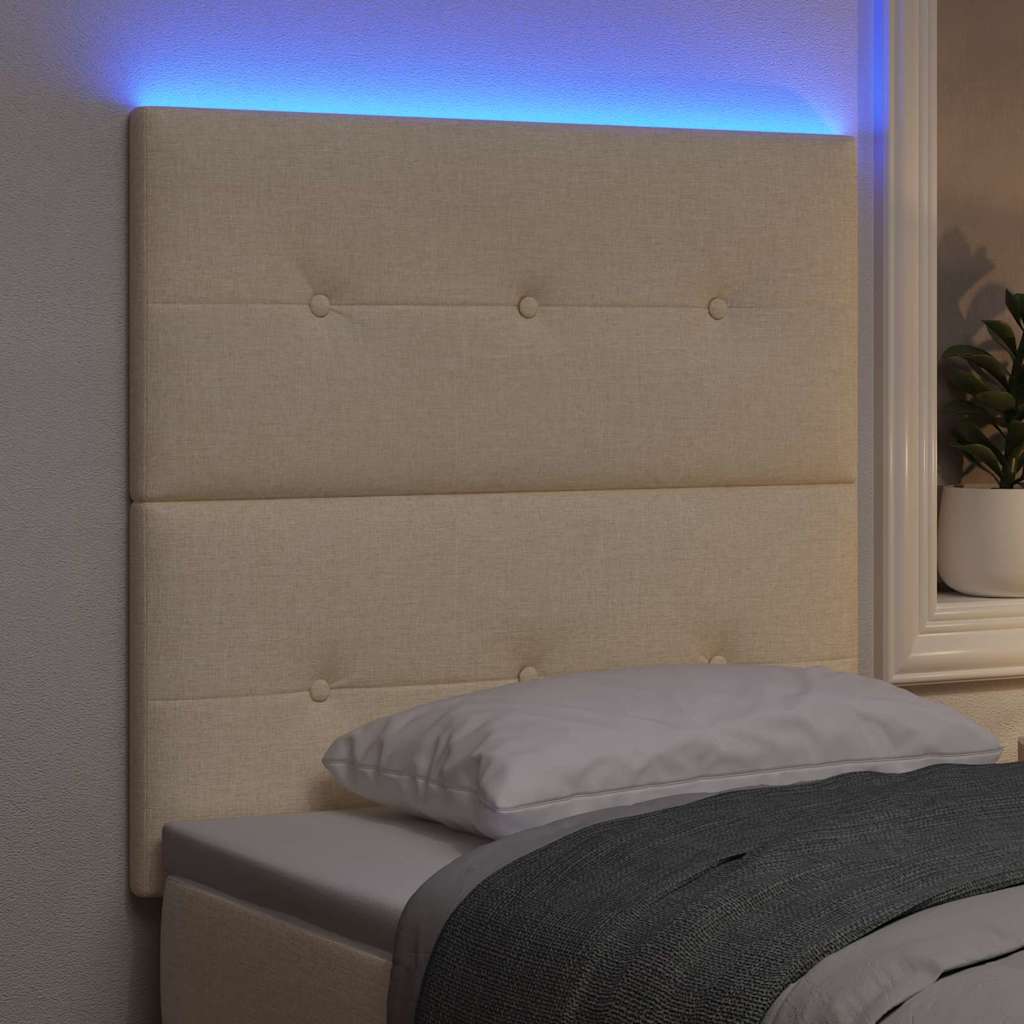 LED Kopfteil mit LED-Lichtleisten Creme 80 cm Stoff