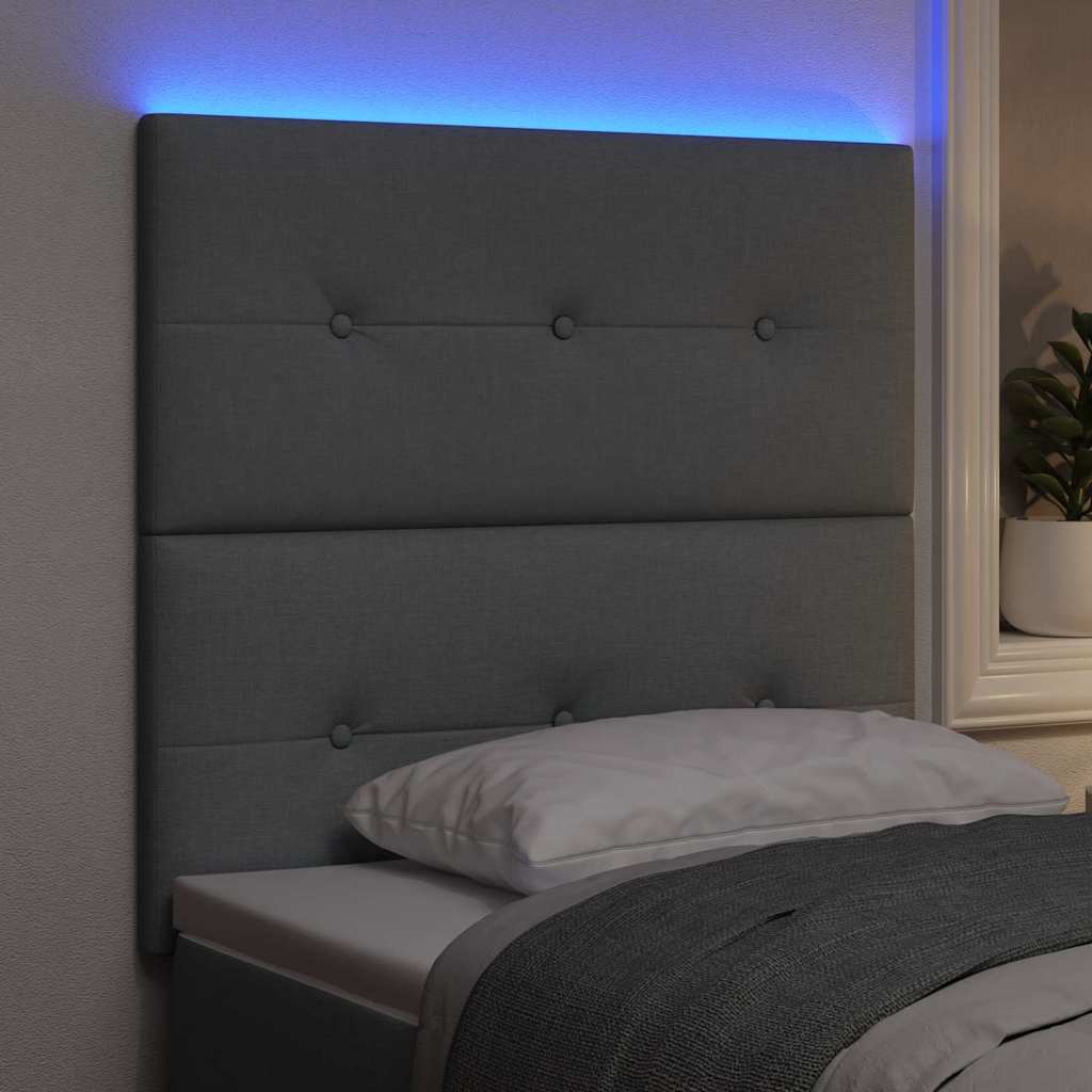 LED Kopfteil mit LED-Lichtleisten Hellgrau 90 cm Stoff