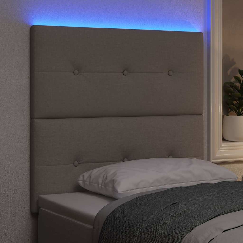 LED Kopfteil mit LED-Lichtleisten Taupe 90 cm Stoff