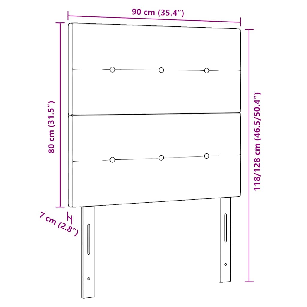 LED Kopfteil mit LED-Lichtleisten Taupe 90 cm Stoff