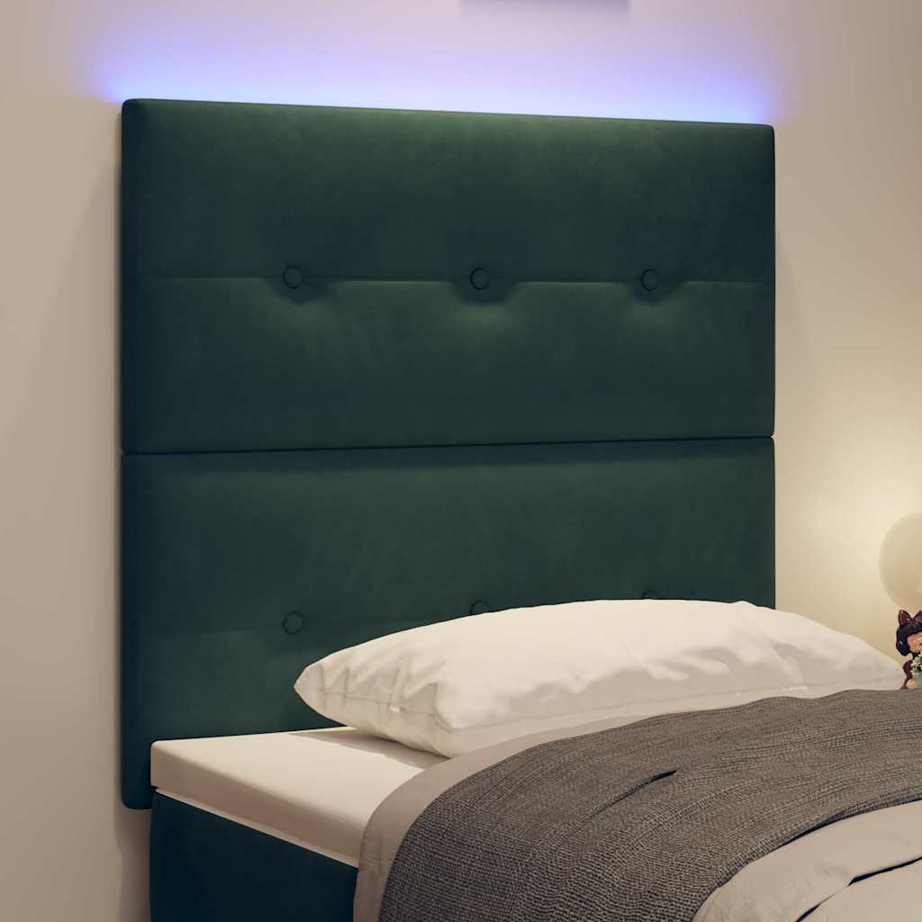 LED Kopfteil mit LED-Lichtleisten Grün 90 cm Samt
