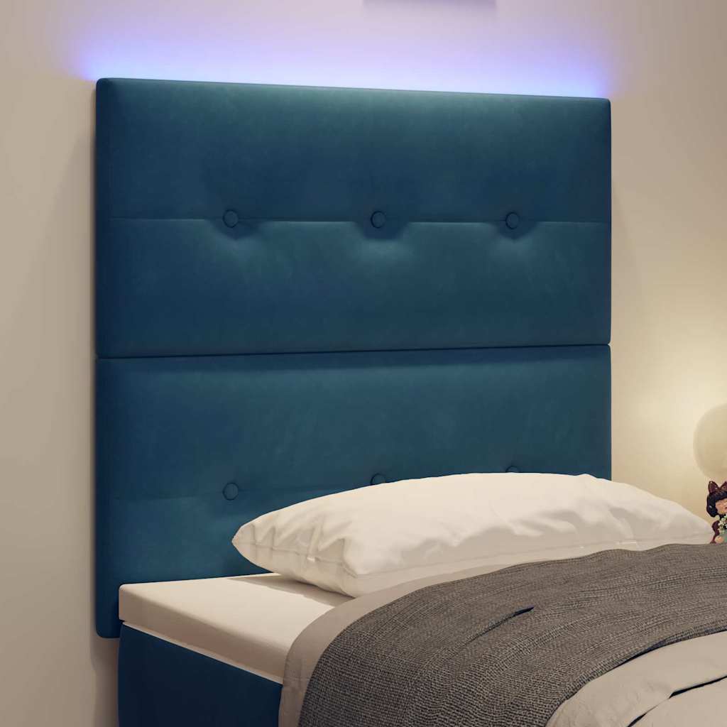 LED Kopfteil mit LED-Lichtleisten Blau 90 cm Samt