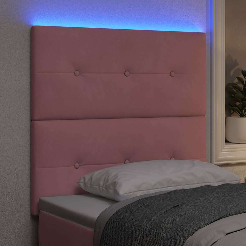 LED Kopfteil mit LED-Lichtleisten Rosa 90 cm Samt