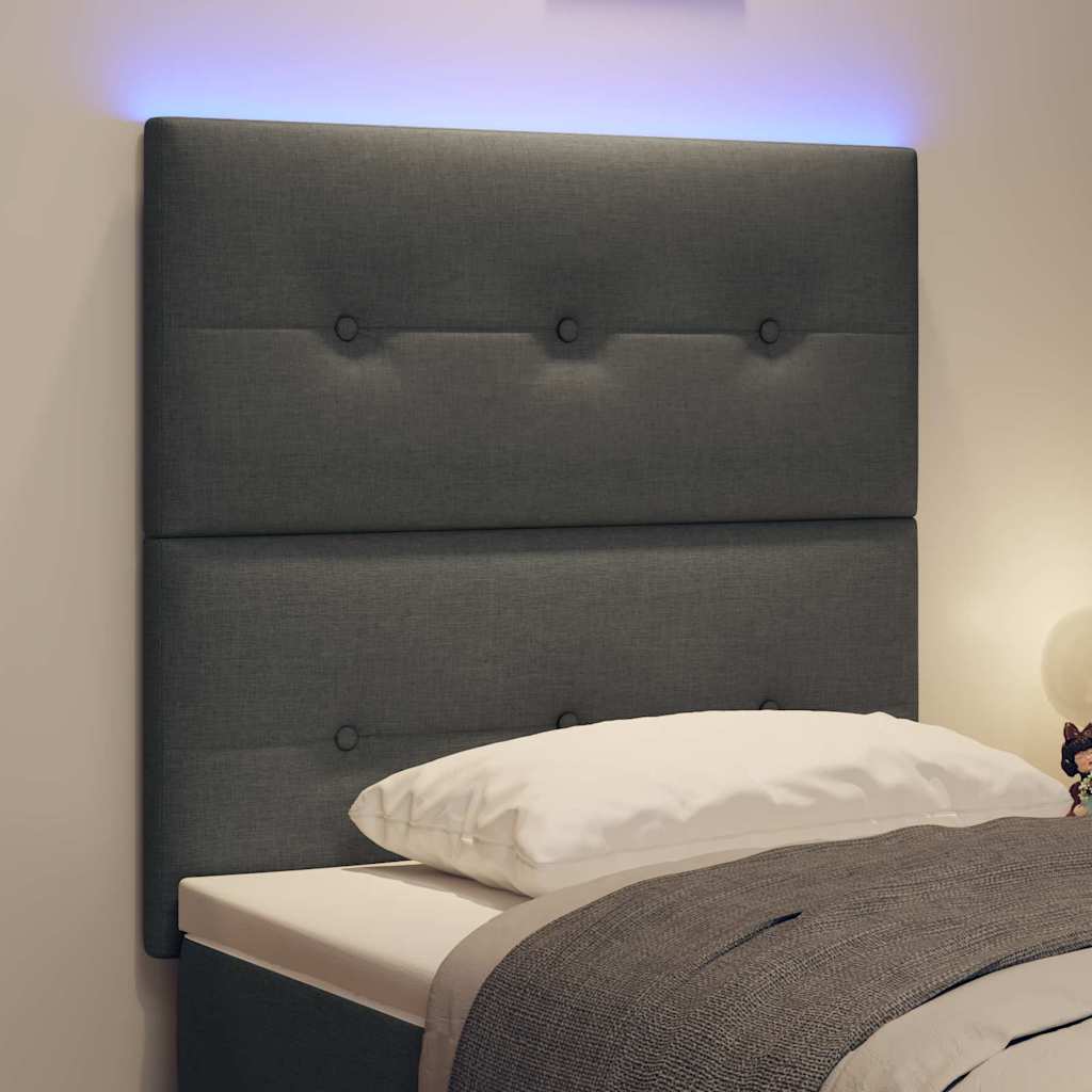 LED Kopfteil mit LED-Lichtleisten Dunkelgrau 100 cm Stoff