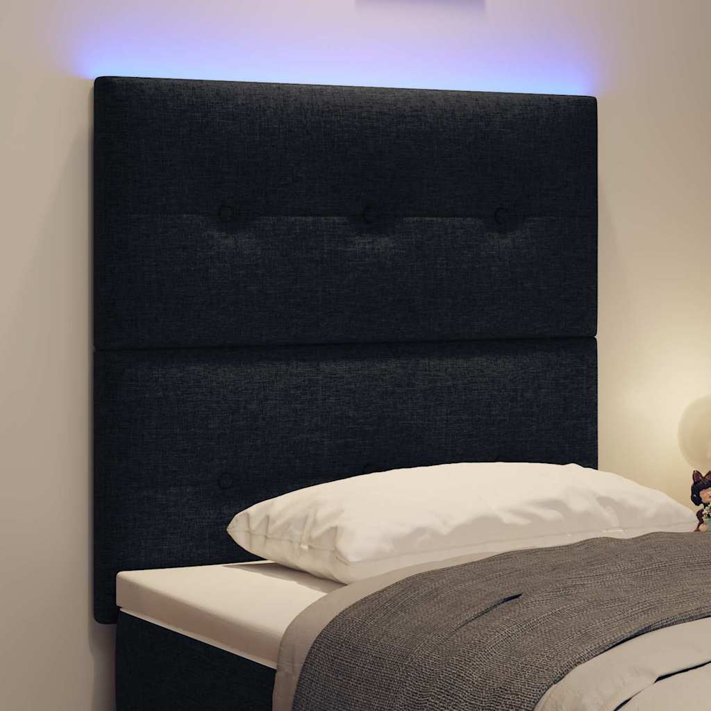 LED Kopfteil mit LED-Lichtleisten Schwarz 100 cm Stoff