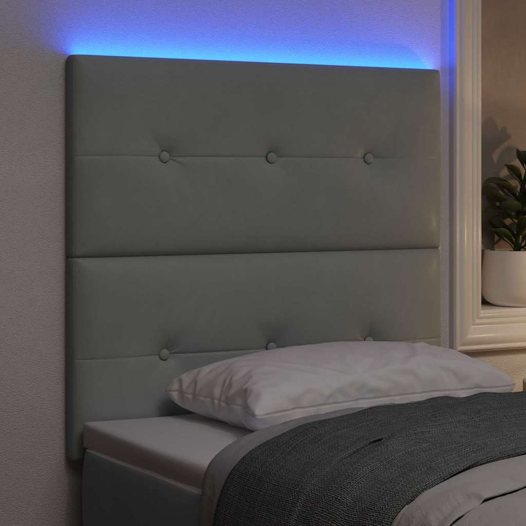 LED Kopfteil mit LED-Lichtleisten Hellgrau 100 cm Samt