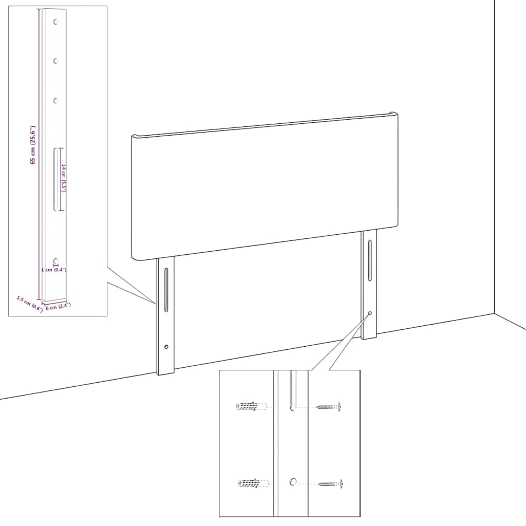 LED Kopfteil mit LED-Lichtleisten Hellgrau 100 cm Samt