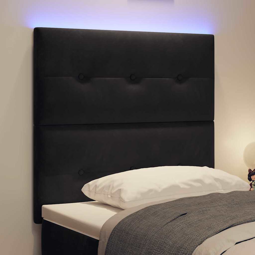 LED Kopfteil mit LED-Lichtleisten Schwarz 100 cm Samt
