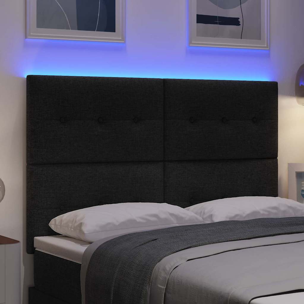 LED Kopfteil mit LED-Lichtleisten Schwarz 144 cm Stoff
