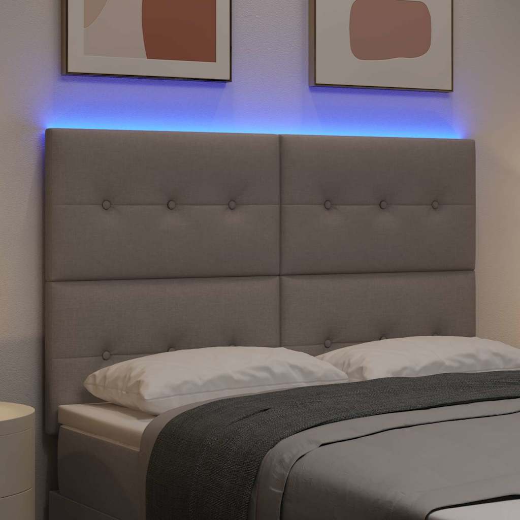 LED Kopfteil mit LED-Lichtleisten Taupe 144 cm Stoff