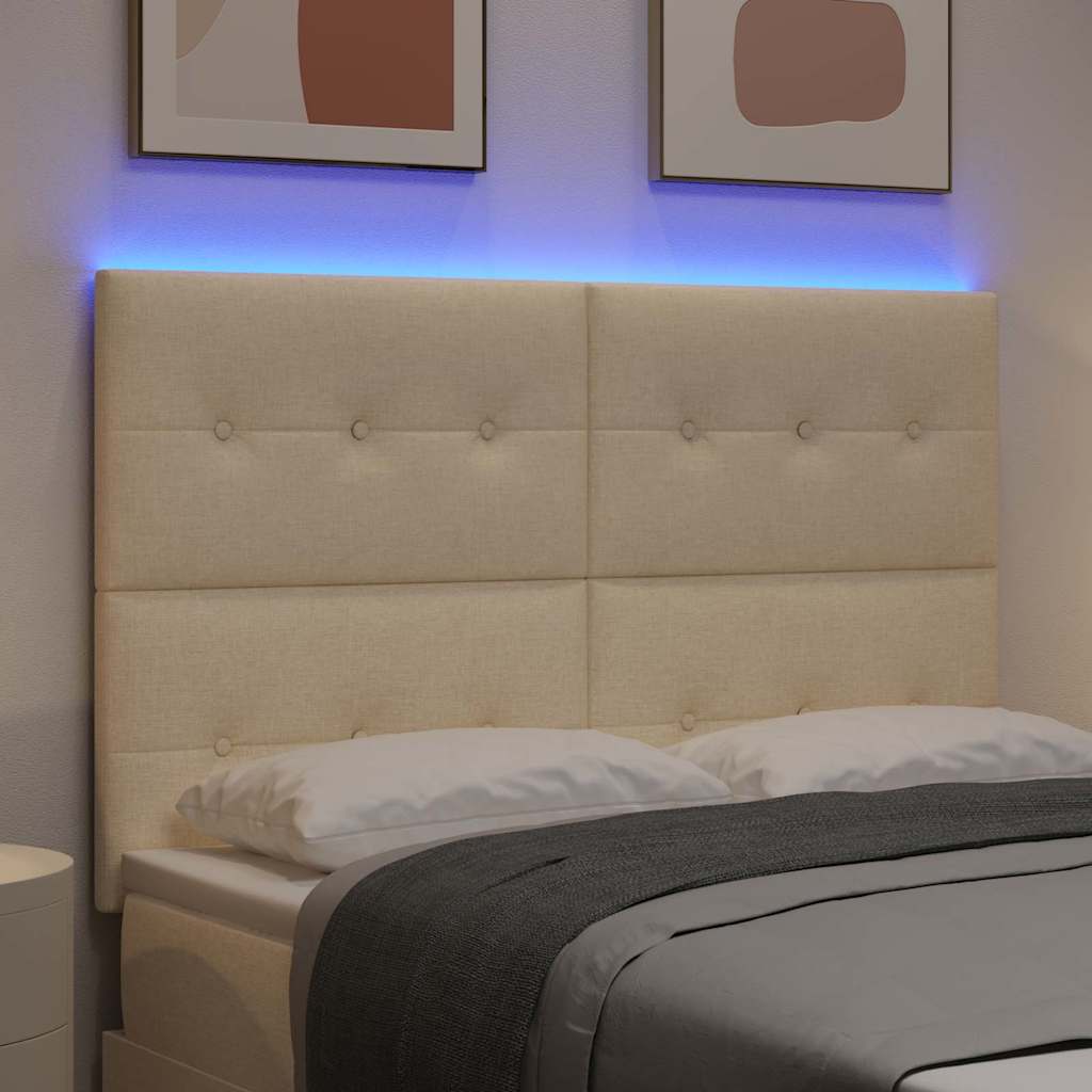 LED Kopfteil mit LED-Lichtleisten Creme 144 cm Stoff