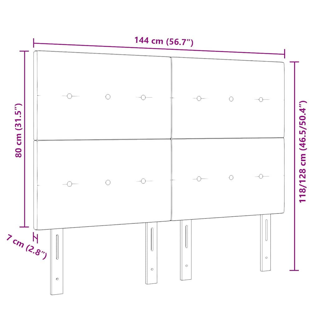 LED Kopfteil mit LED-Lichtleisten Creme 144 cm Stoff