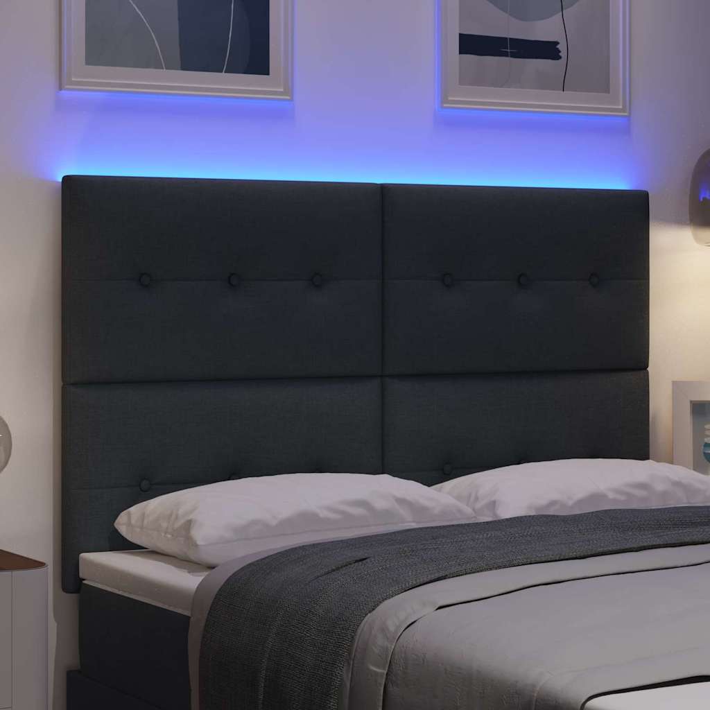 LED Kopfteil mit LED-Lichtleisten Dunkelgrau 160 cm Stoff