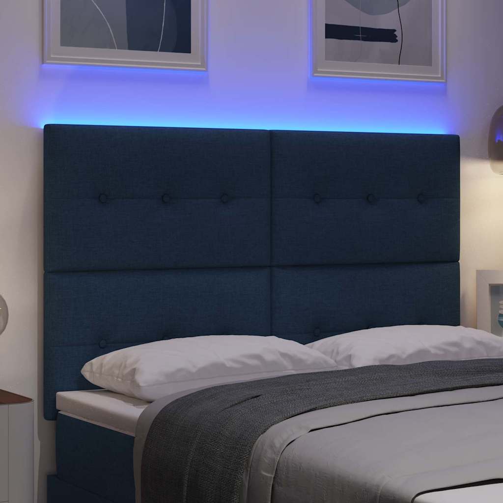 LED Kopfteil mit LED-Lichtleisten Blau 160 cm Stoff