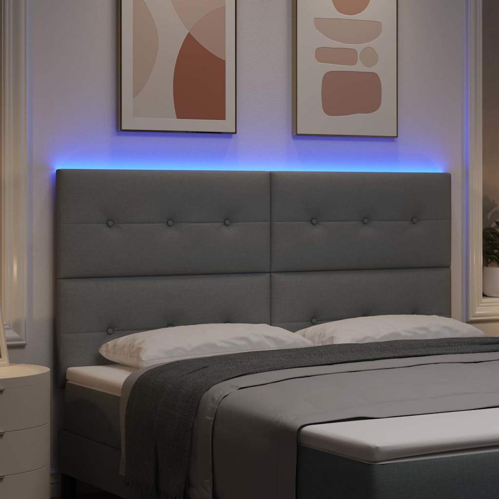 LED Kopfteil mit LED-Lichtleisten Hellgrau 180 cm Stoff