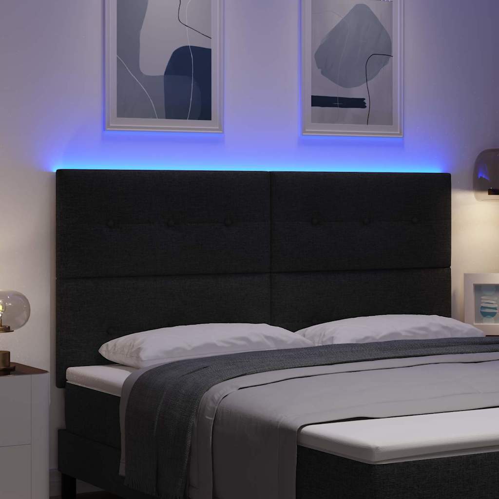 LED Kopfteil mit LED-Lichtleisten Schwarz 180 cm Stoff