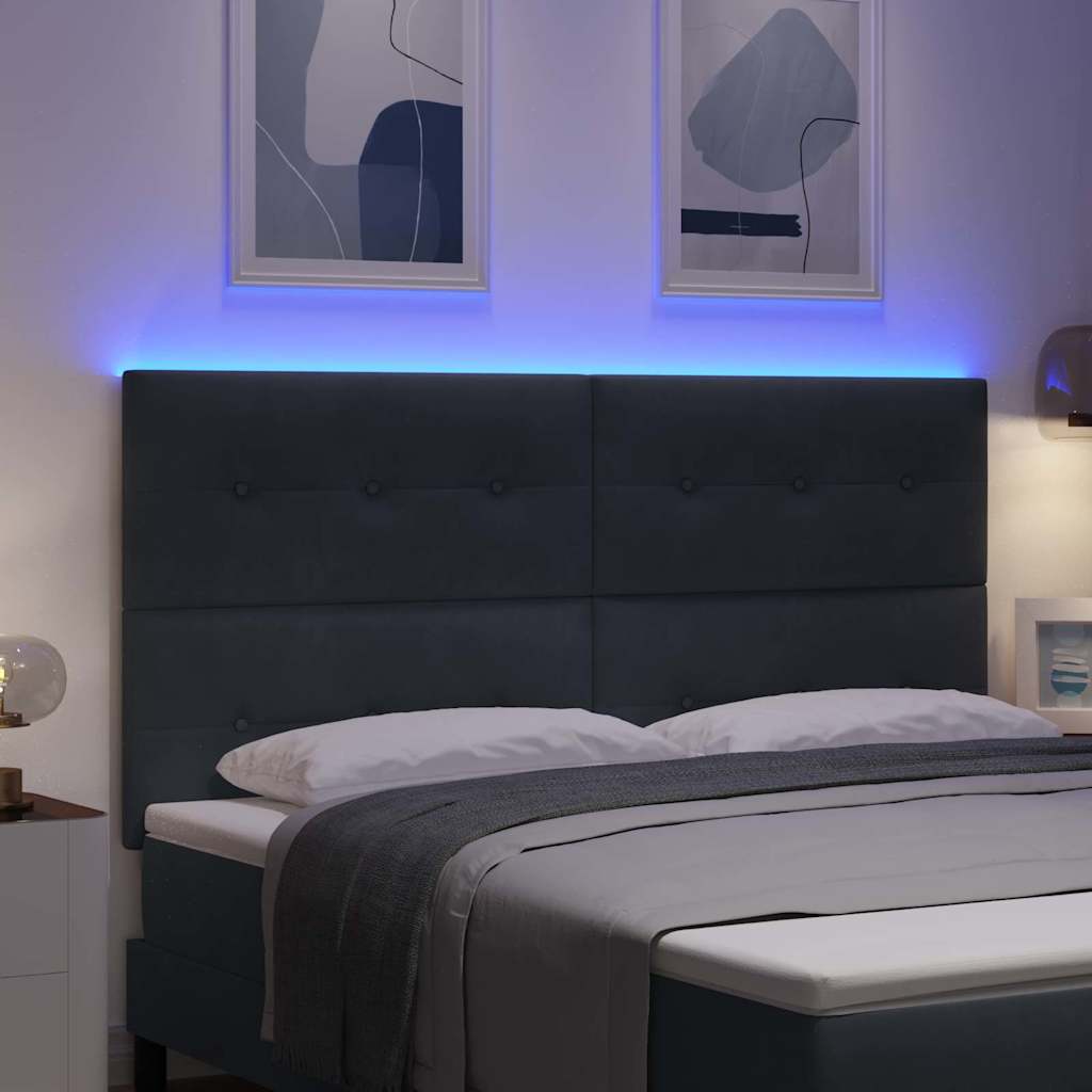 LED Kopfteil mit LED-Lichtleisten Grau 180 cm Samt
