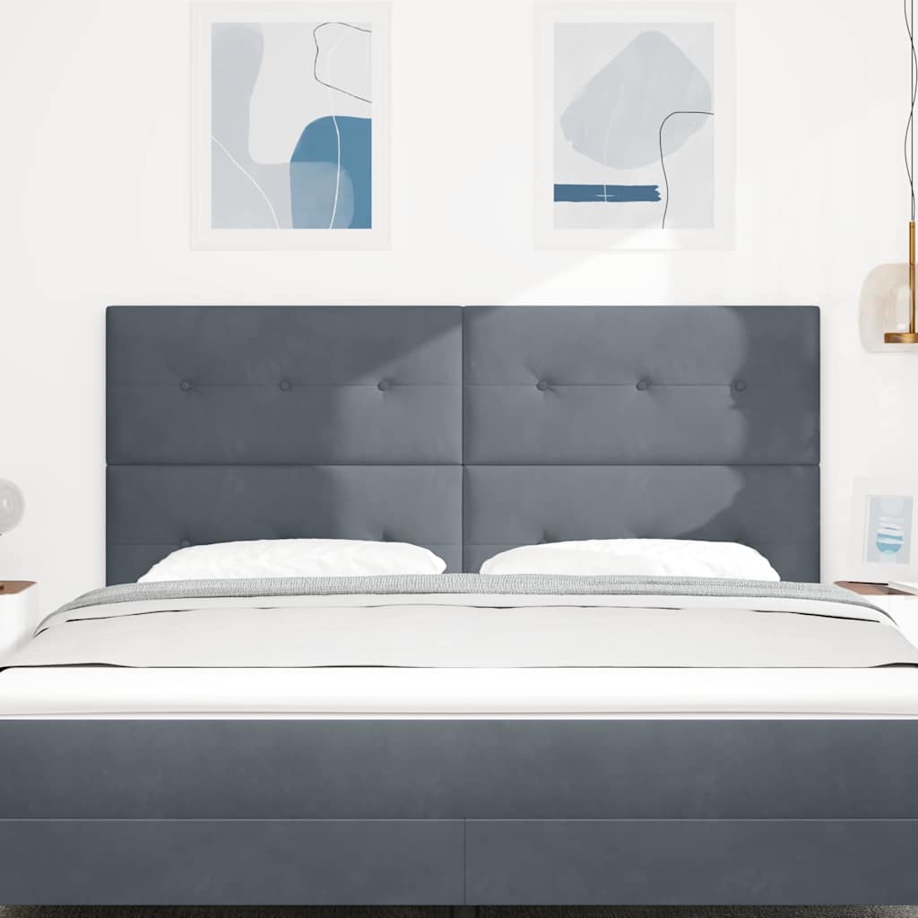 LED Kopfteil mit LED-Lichtleisten Grau 180 cm Samt