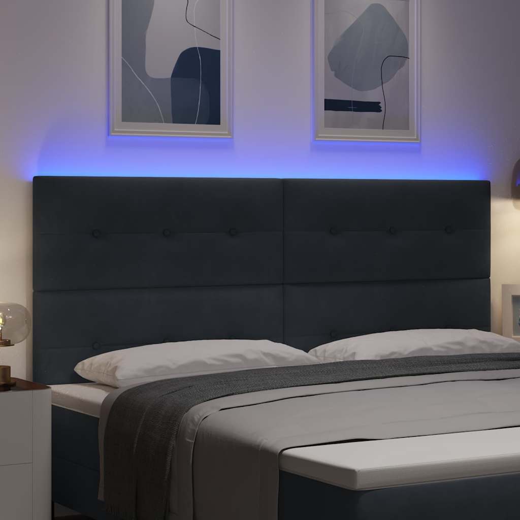 LED Kopfteil mit LED-Lichtleisten Grau 200 cm Samt