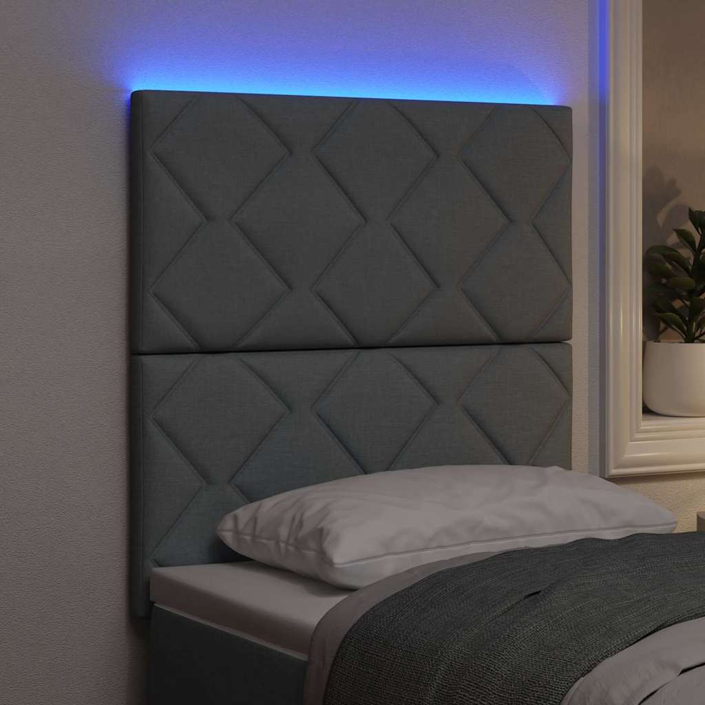 LED Kopfteil Hellgrau Stoff