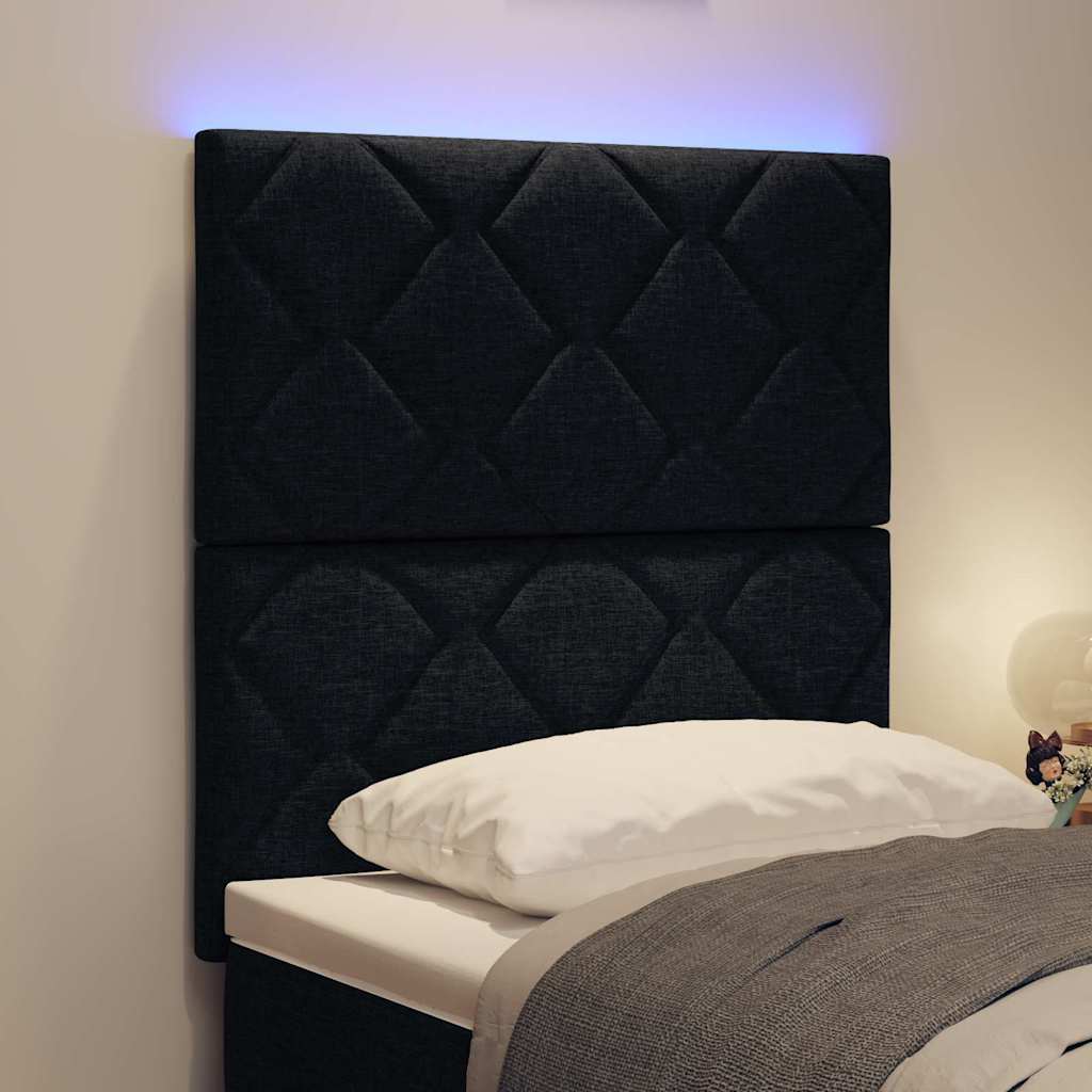 LED Kopfteil Schwarz Stoff