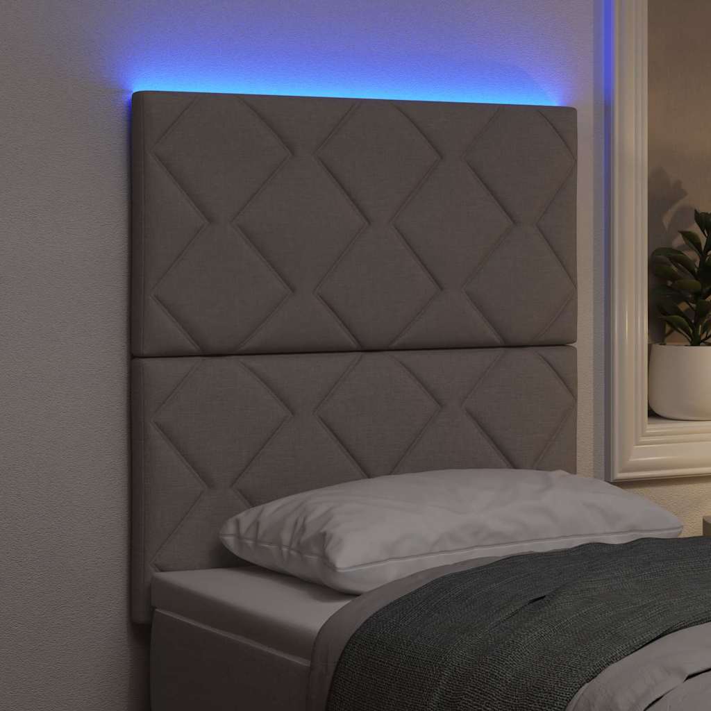 LED Kopfteil Taupe Stoff