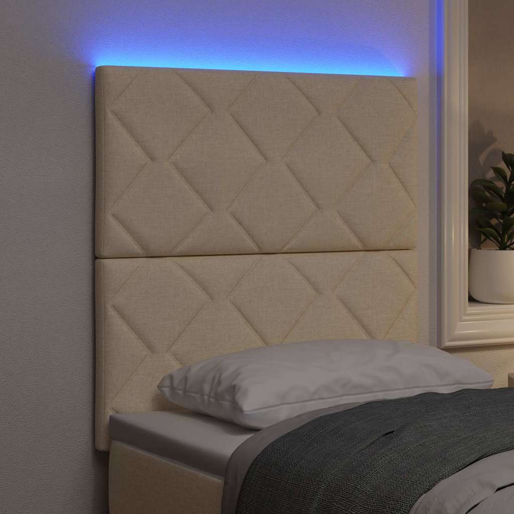 LED Kopfteil Creme Stoff