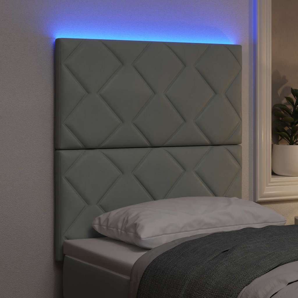 LED Kopfteil Hellgrau 80 cm Samt