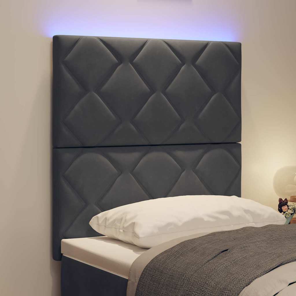 LED Kopfteil Dunkelgrau 80 cm Samt