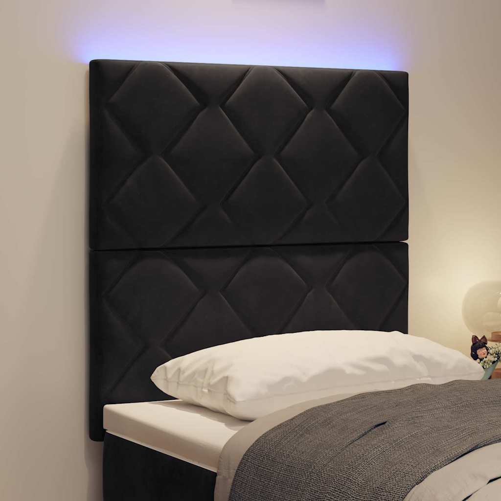 LED Kopfteil Schwarz 80 cm Samt